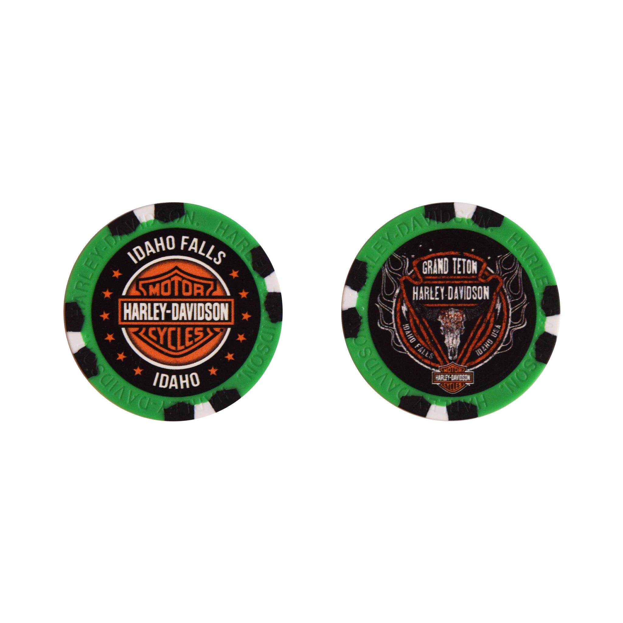 Tour Bike Orange,Black Poker Chip Motorcycle Magnetic Display Fits 40 popular Harley-Davidson or Casino chips,3/8 inches thick,Hangers on back